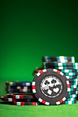 Blackjack table with live dealer and card shoe